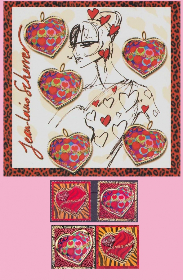 France Scherrer valentine postage stamps