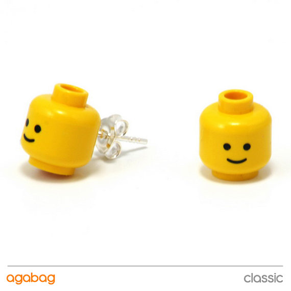 Minifig head stud earrings made with original LEGO elements