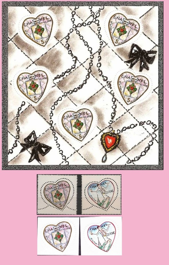 Chanel valentine postage stamps