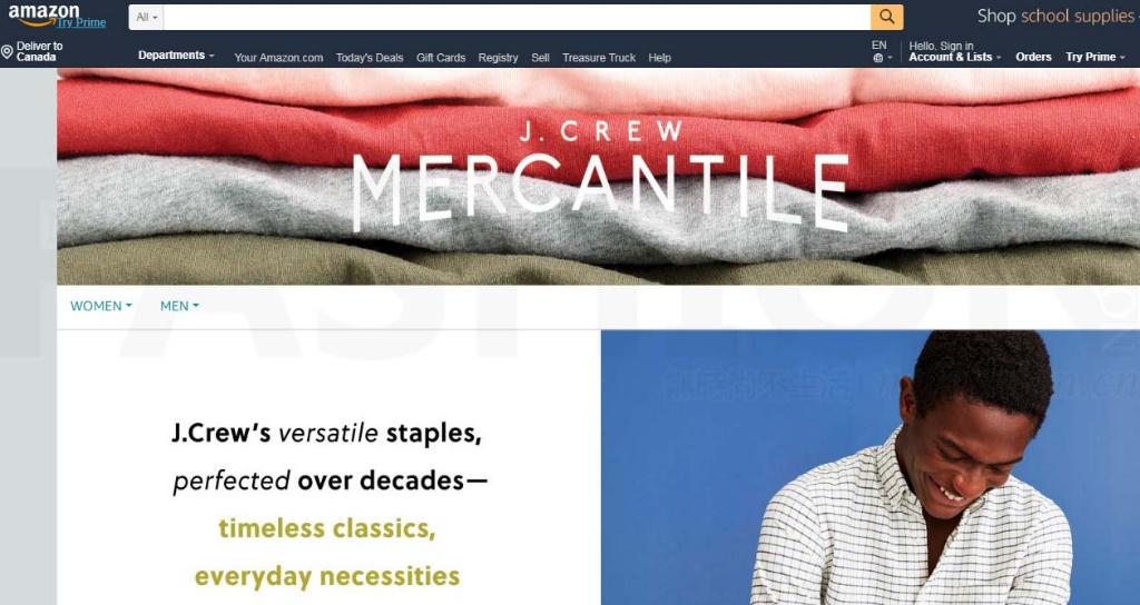 J.Crew进驻Amazon亚马逊