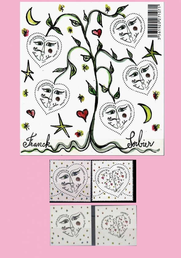 Sorbier French valentine day stamps