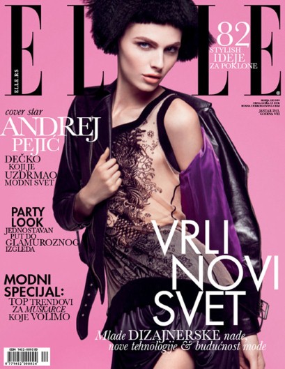 Andrej Pejic on the January 2013 Serbian Elle cover.