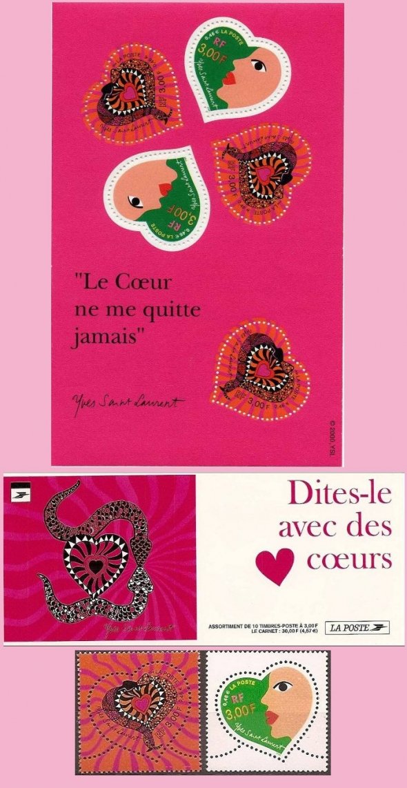 French valentine stamps Yves saint-Laurent