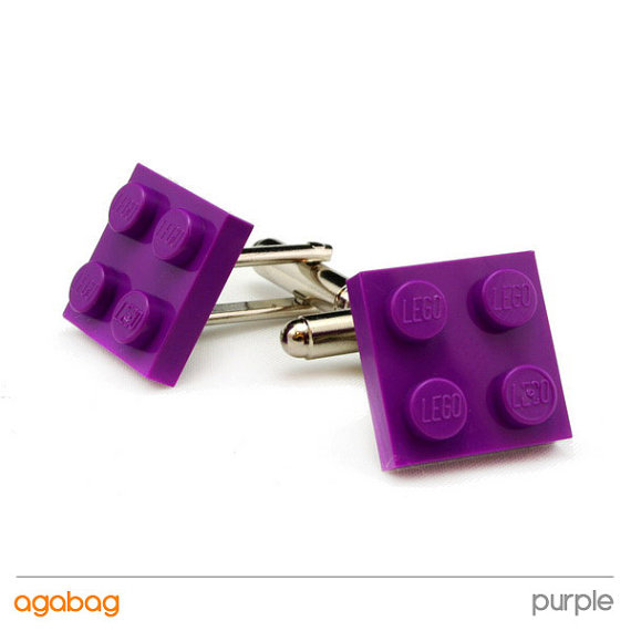 Single color cufflinks made with LEGO bricks - 16 colors