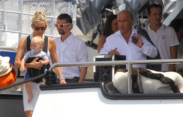 Philip Green Actress Kate Hudson vacations with her fiance Matt Bellamy and their son Bingham on Sir Philip Green's yacht in Monaco on June 25, 2012. Kate and her family left the Lionheart yacht with Green to catch a flight on his helicopter.