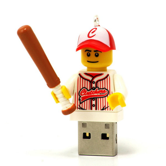 16GB USB Memory Drive in a Baseball Player original LEGO(r) minifigure